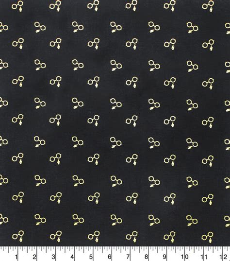 harry potter cotton fabric metallic glasses & lightning bolts|Harry Glasses Fabric .